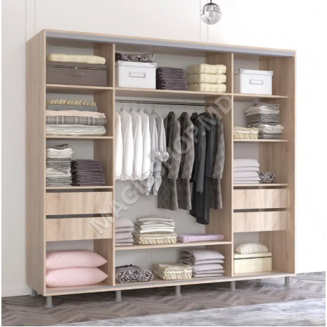 Dulap Aron (2.4m – 2.7m) uși glisante din oglindă și PAL